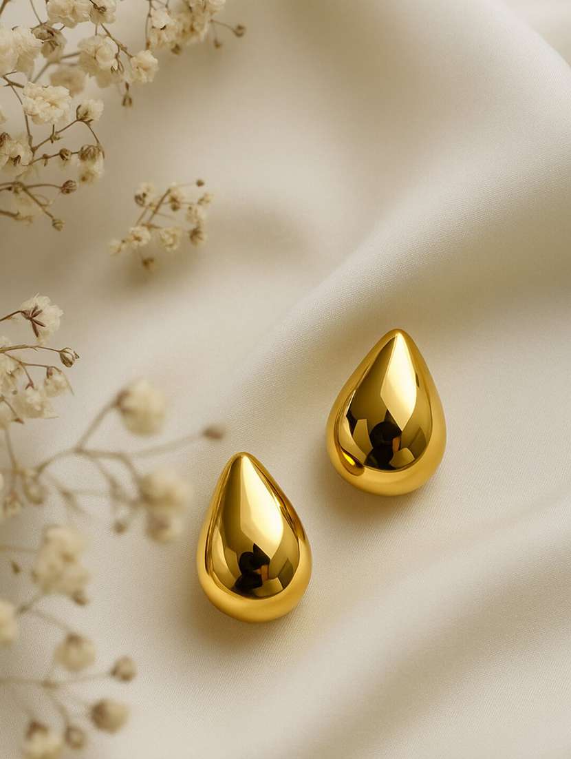 women gold plated teardrop stud earring - 22227611 -  Standard Image - 1