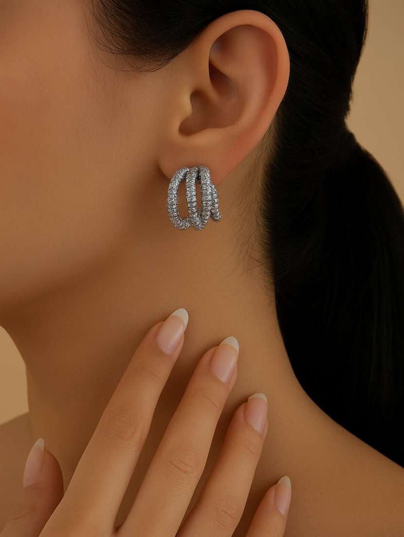 silver embellished hoop earrings