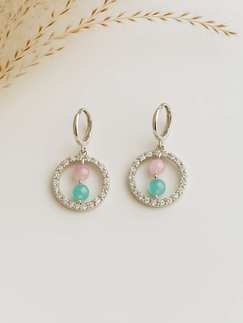 silver-plated drop earrings with gemstone charms - 22227624 -  Standard Image - 1