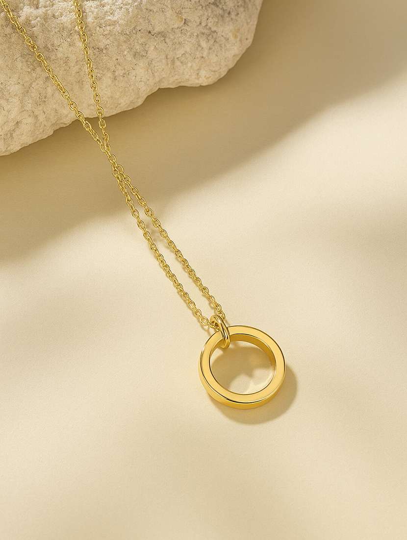 women gold plated round circle pendant