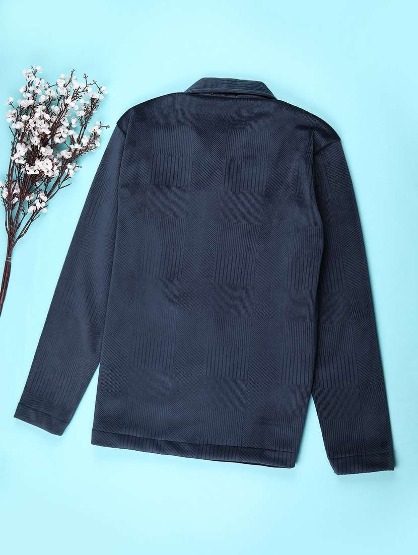 boys solid collared long sleeve shacket - 22227675 -  Standard Image - 1