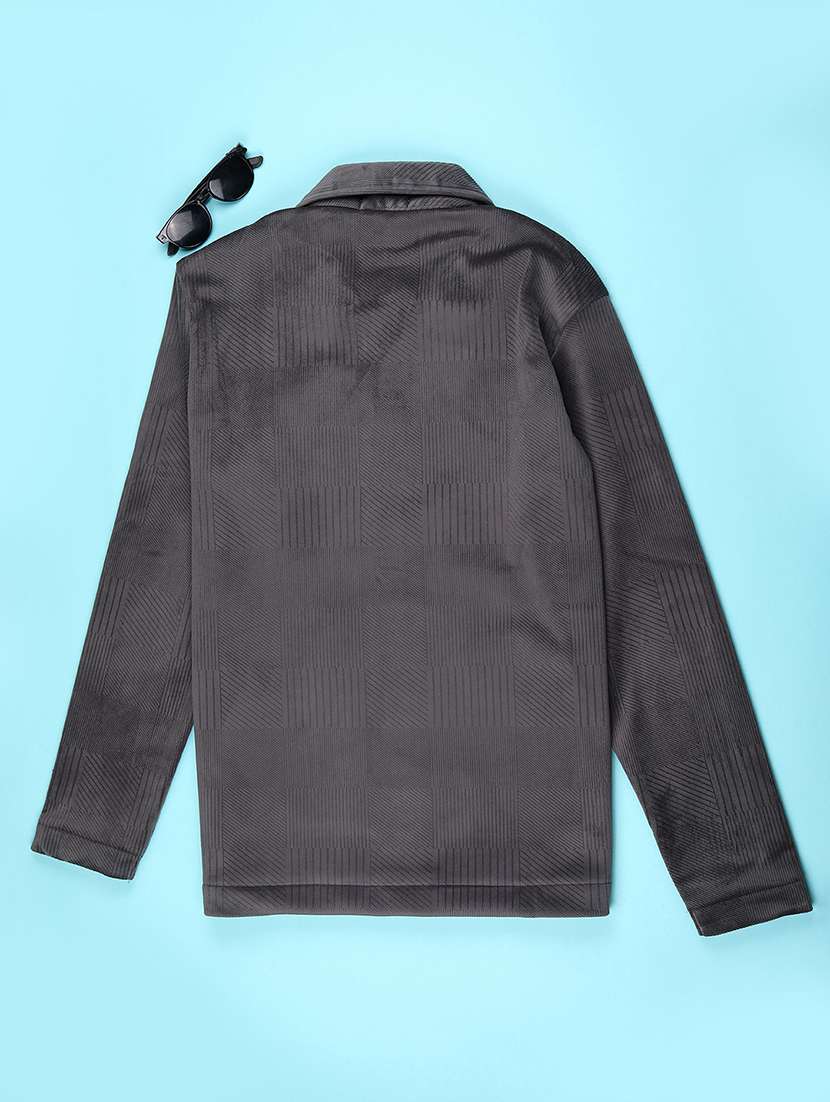 boys solid collared long sleeve shacket - 22227676 -  Standard Image - 1