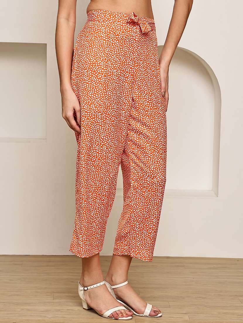 women printed mid rise straight palazzo - 22227693 -  Standard Image - 1