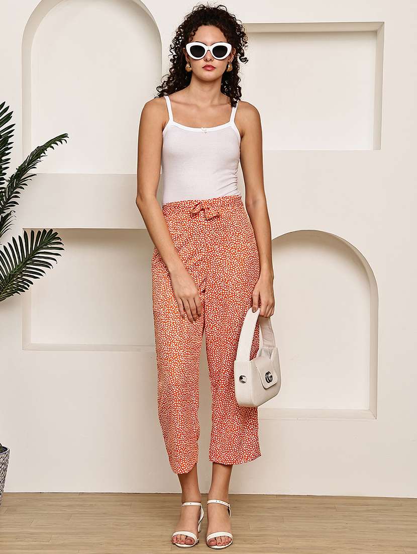 women printed mid rise straight palazzo - 22227693 -  Standard Image - 4