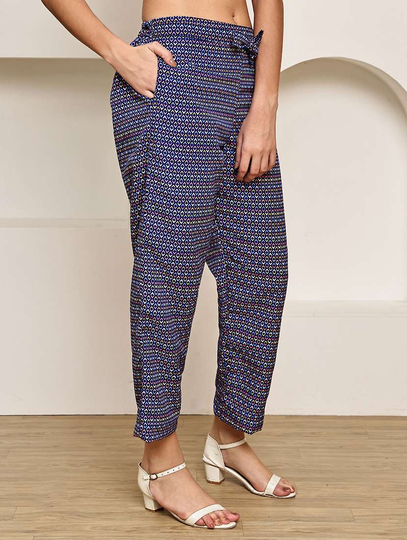 women printed mid rise straight palazzo - 22227698 -  Standard Image - 1