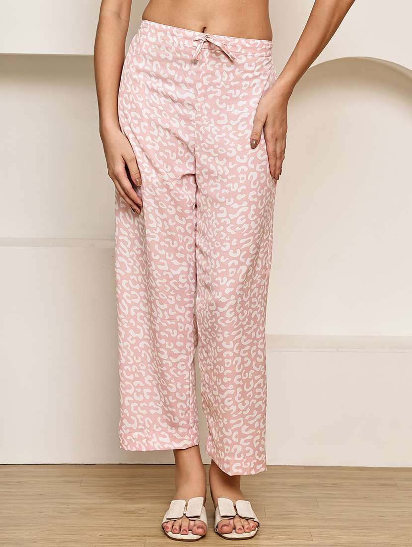 women printed mid rise straight palazzo