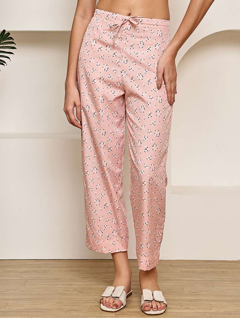 women printed mid rise straight palazzo