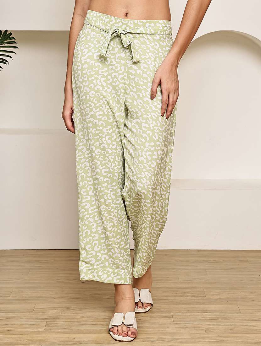 women printed mid rise straight palazzo