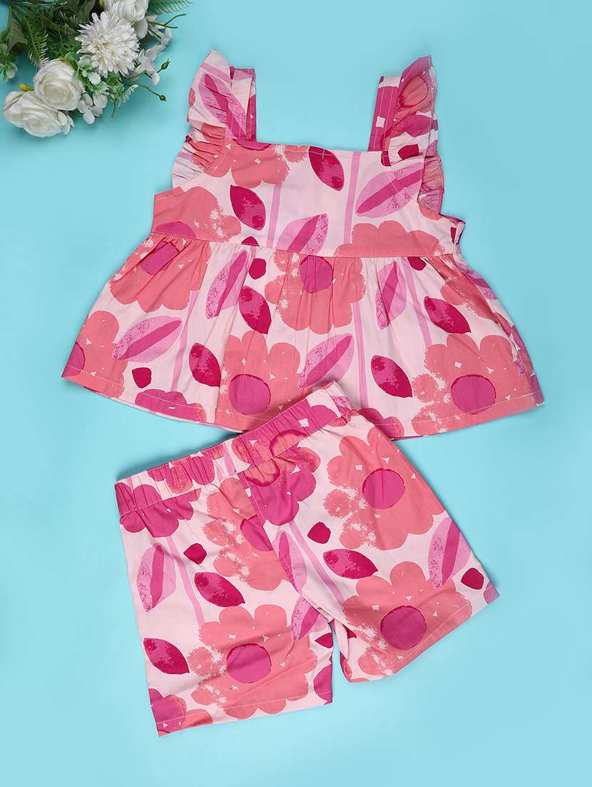 girls floral print top and shorts co-ord set - 22227706 -  Standard Image - 1
