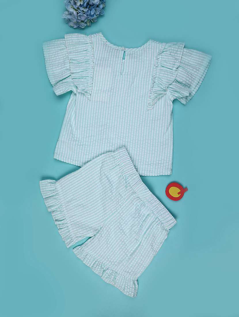 girls striped top and shorts co-ord set - 22227707 -  Standard Image - 1