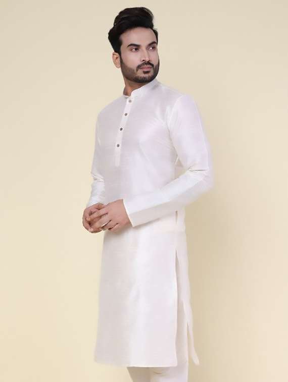 men solid mandarin neck long kurta - 22227725 -  Standard Image - 1