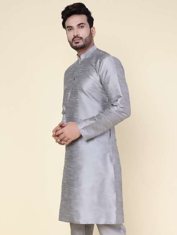 men solid mandarin neck long kurta - 22227726 -  Standard Image - 1
