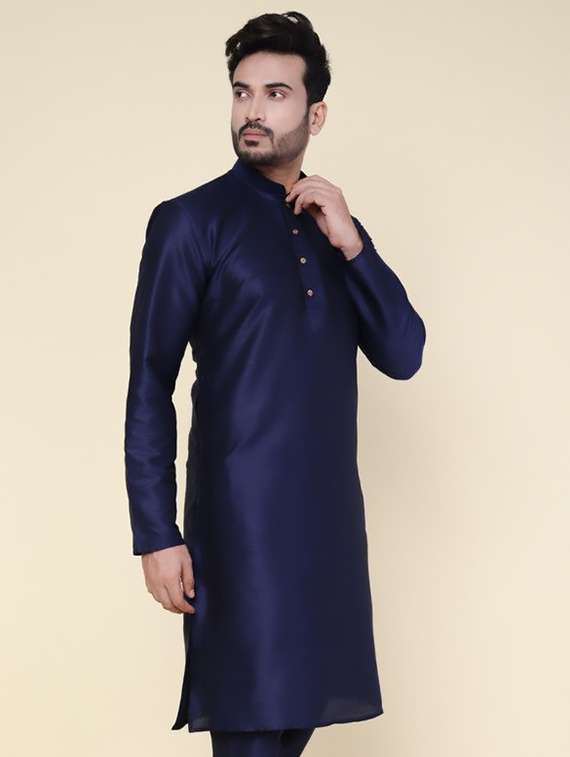 men solid mandarin neck long kurta - 22227728 -  Standard Image - 1
