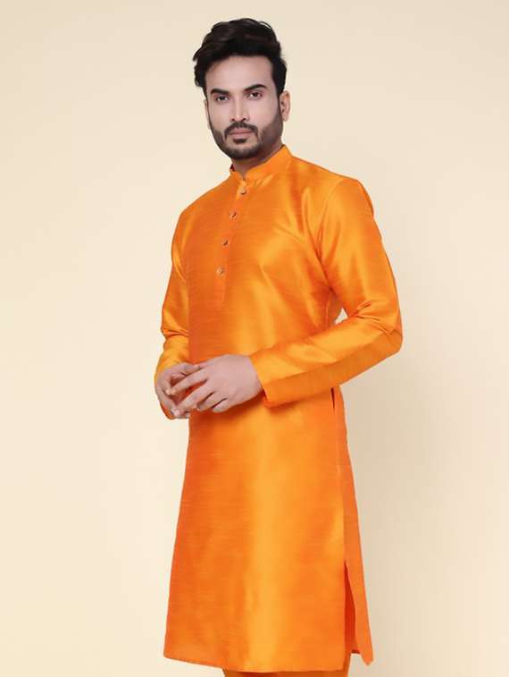 men solid mandarin neck long kurta - 22227729 -  Standard Image - 1