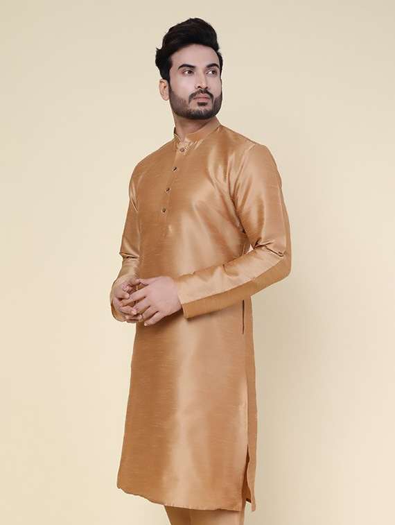 men solid mandarin neck long kurta - 22227730 -  Standard Image - 1