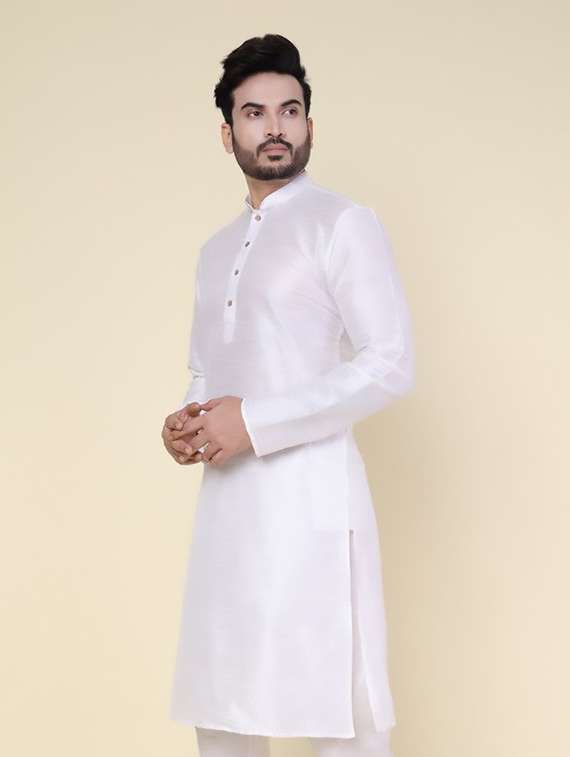 men solid mandarin neck long kurta - 22227731 -  Standard Image - 1