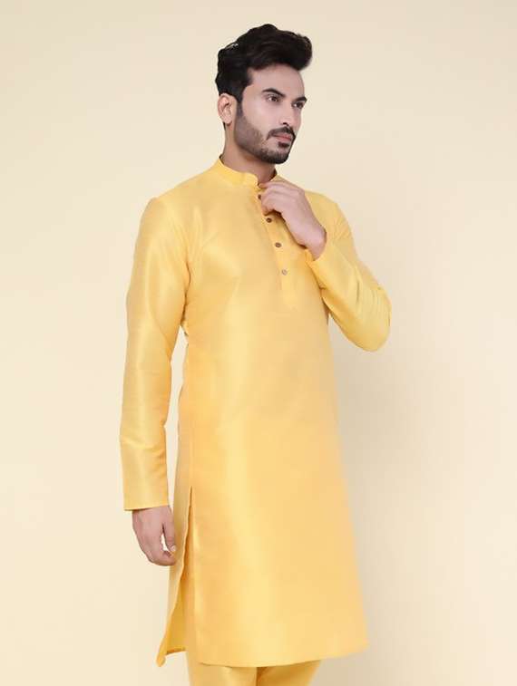 men solid mandarin neck long kurta - 22227732 -  Standard Image - 1