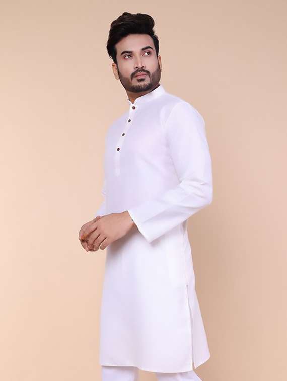 men solid mandarin neck long kurta - 22227733 -  Standard Image - 1