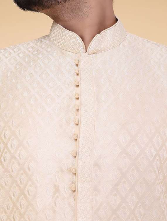 men self design mandarin neck long kurta - 22227737 -  Standard Image - 4