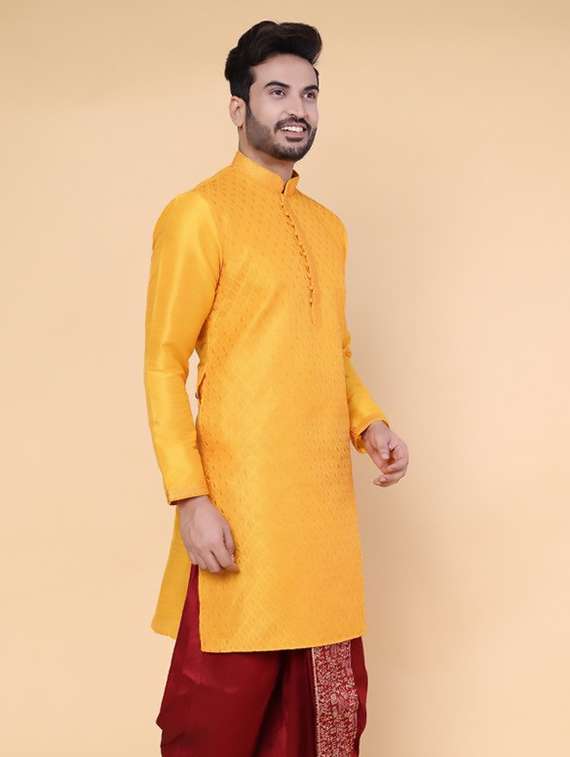 men self design mandarin neck long kurta - 22227739 -  Standard Image - 1