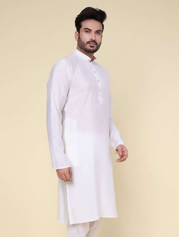 men solid mandarin neck long kurta - 22227740 -  Standard Image - 1