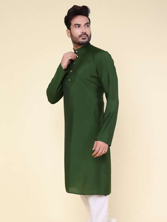 men solid mandarin neck long kurta - 22227741 -  Standard Image - 1