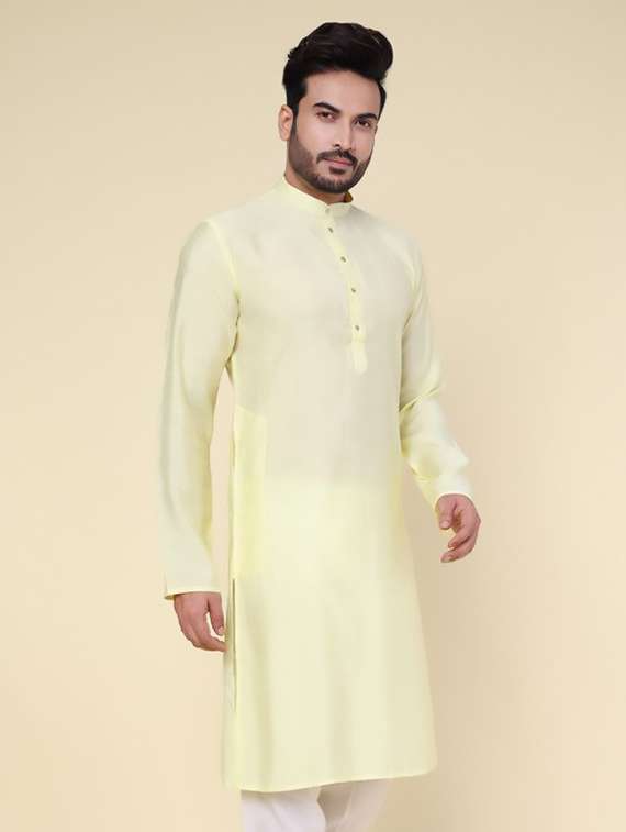 men solid mandarin neck long kurta - 22227743 -  Standard Image - 1