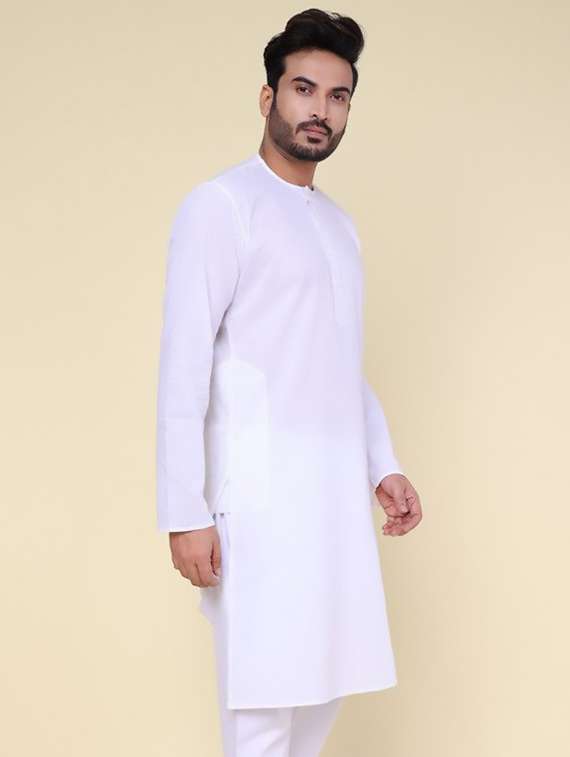 white cotton long  kurta - 22227745 -  Standard Image - 1