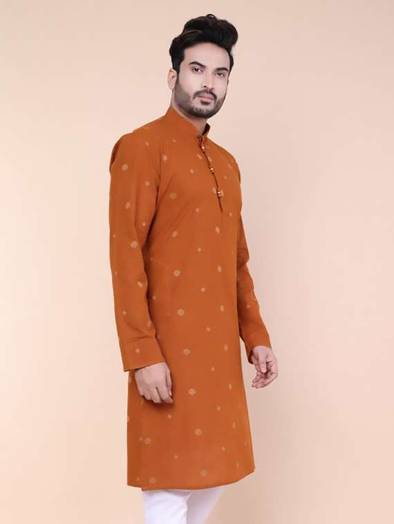 men self design mandarin neck long kurta - 22227749 -  Standard Image - 1