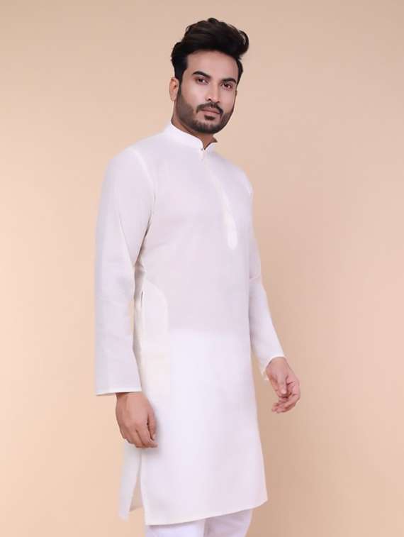 men solid mandarin neck long kurta - 22227753 -  Standard Image - 1