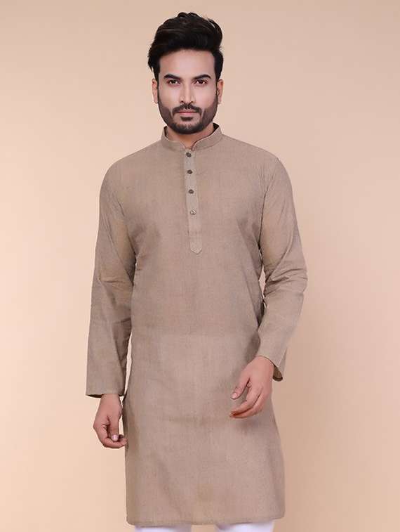 men solid mandarin neck long kurta