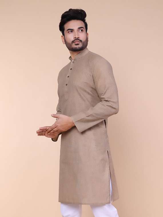 men solid mandarin neck long kurta - 22227754 -  Standard Image - 1