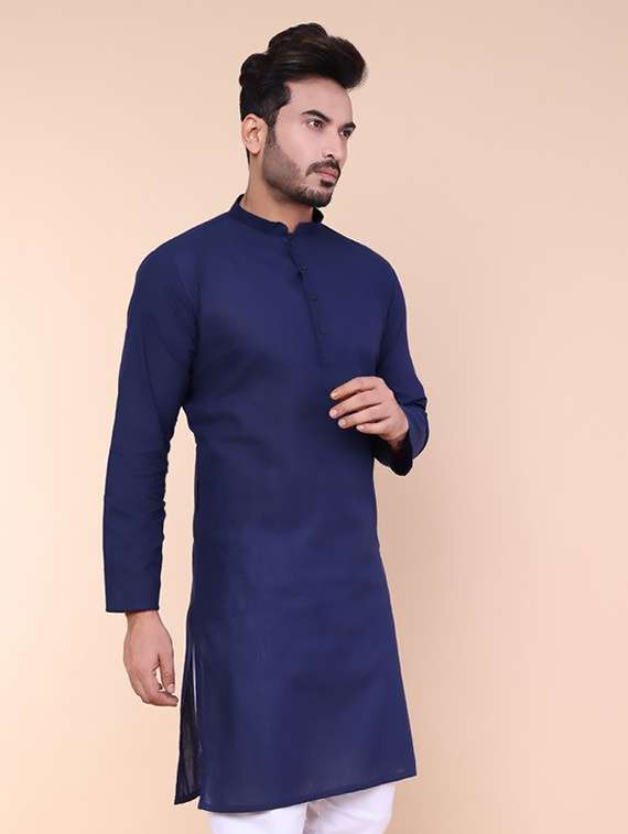 men solid mandarin neck long kurta - 22227755 -  Standard Image - 1