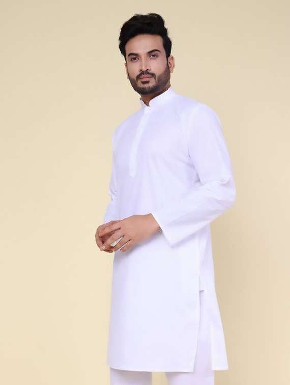 men solid mandarin neck long kurta - 22227756 -  Standard Image - 1