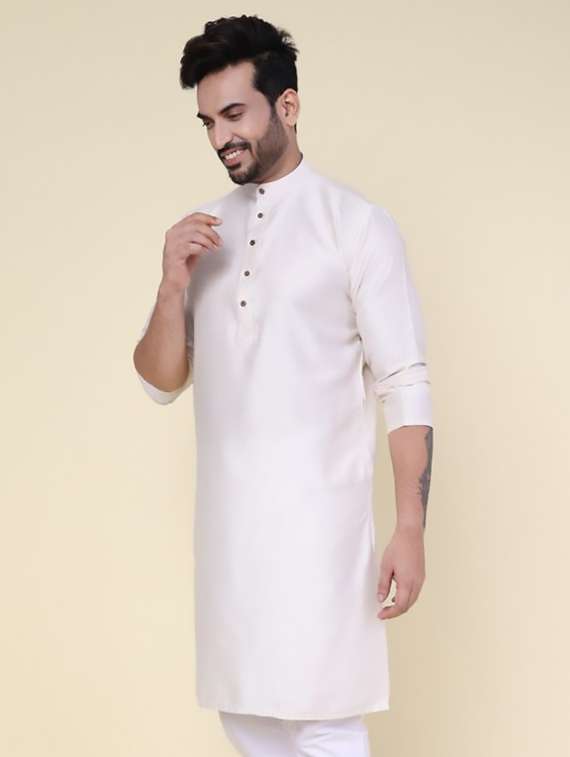 men solid mandarin neck long kurta - 22227758 -  Standard Image - 1