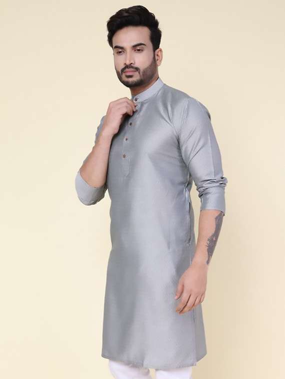 men self design mandarin neck long kurta - 22227759 -  Standard Image - 1