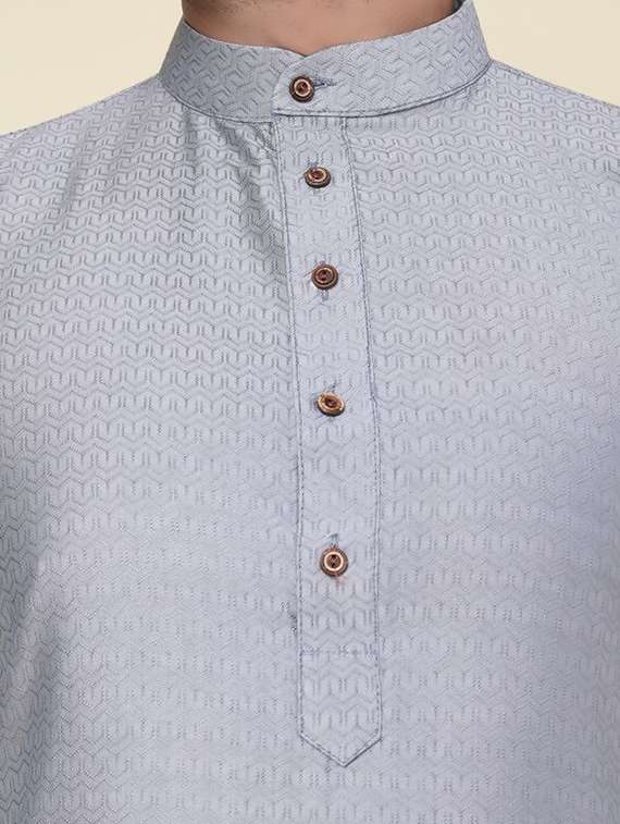 men self design mandarin neck long kurta - 22227759 -  Standard Image - 4