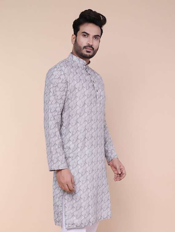 men printed mandarin neck long kurta - 22227765 -  Standard Image - 1
