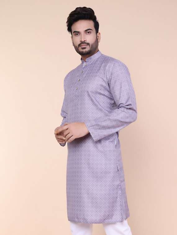 men printed mandarin neck long kurta - 22227767 -  Standard Image - 1