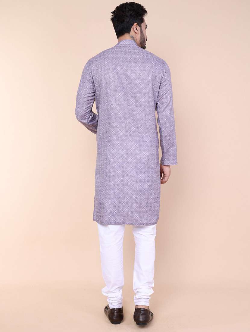men printed mandarin neck long kurta - 22227767 -  Standard Image - 6