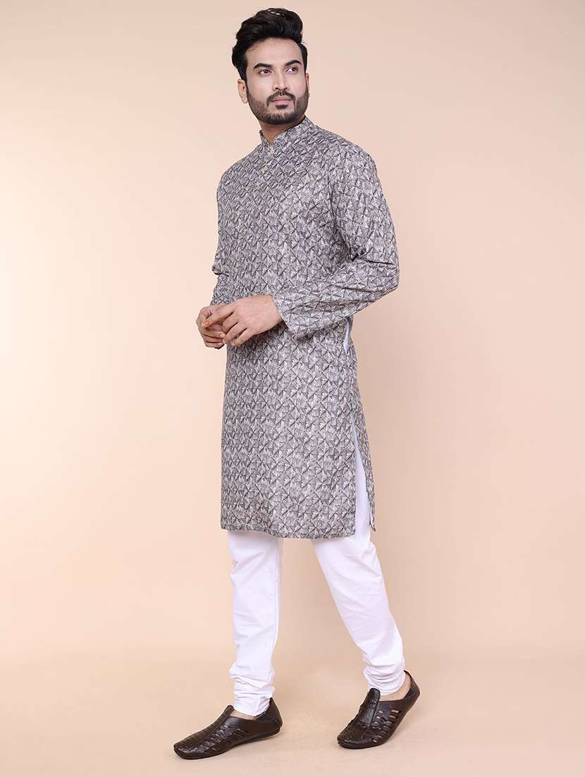 men printed mandarin neck long kurta - 22227768 -  Standard Image - 6