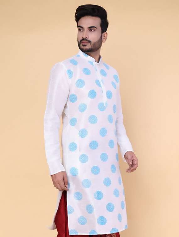 men printed mandarin neck long kurta - 22227769 -  Standard Image - 1