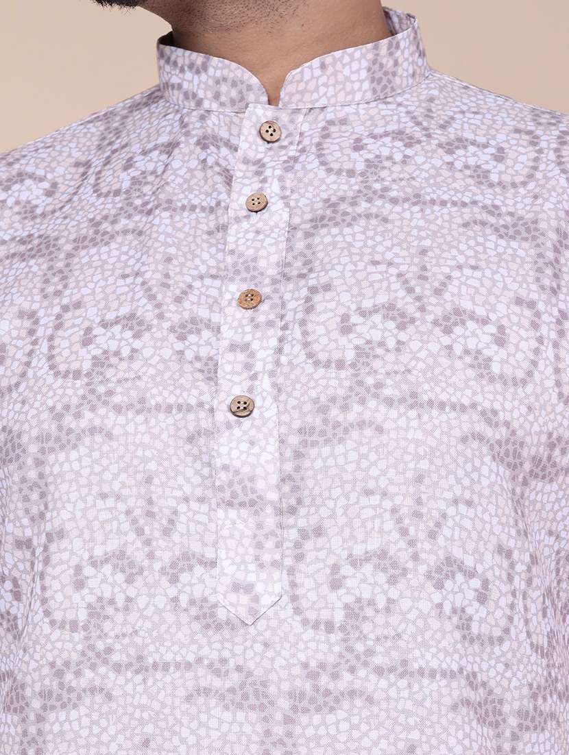 men printed mandarin neck long kurta - 22227783 -  Standard Image - 4