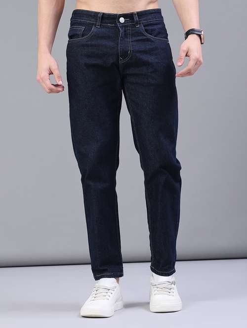 Men Solid Mid Rise Slim Fit Jeans
