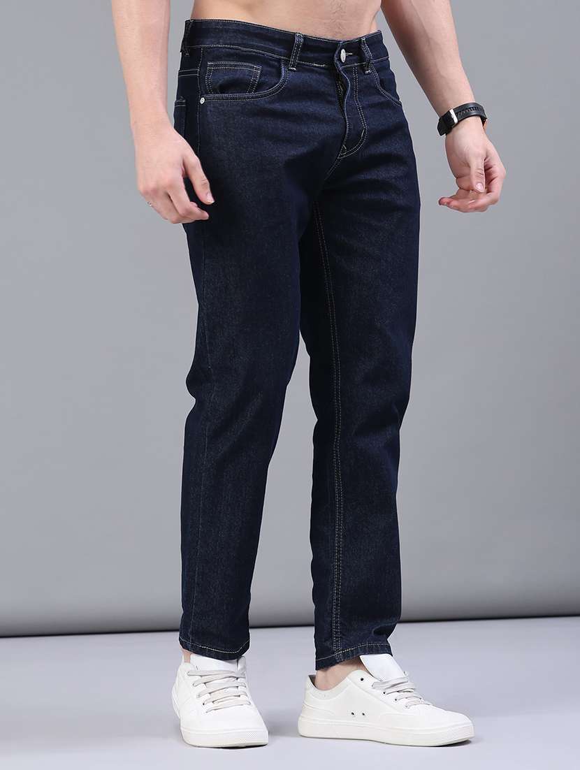 men plain mid rise full length jeans - 22227875 -  Standard Image - 1