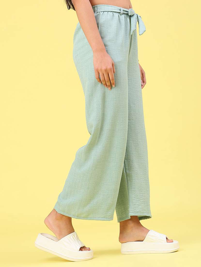 Women Solid High Rise Wide Leg Trouser - 22227924 -  Standard Image - 1