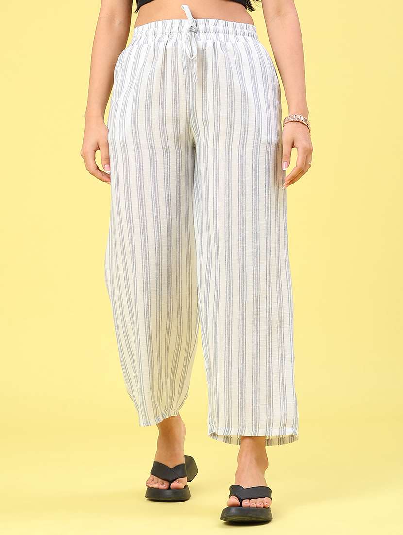 women striped high rise palazzo