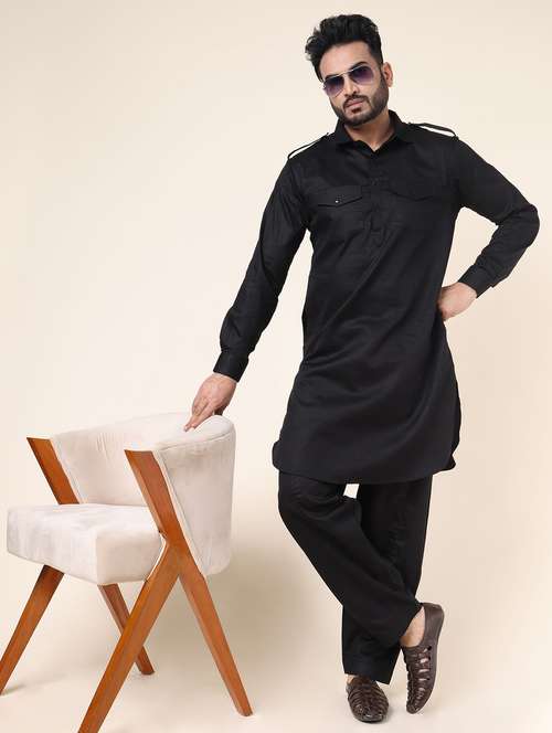 men solid long sleeve pathani ethnic wear set - 22227988 -  Standard Image - 0