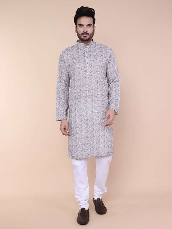 men printed mandarin neck kurta churidar ethnic wear set - 22227992 -  Standard Image - 1