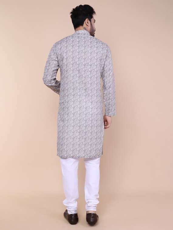 men printed mandarin neck kurta churidar ethnic wear set - 22227992 -  Standard Image - 4